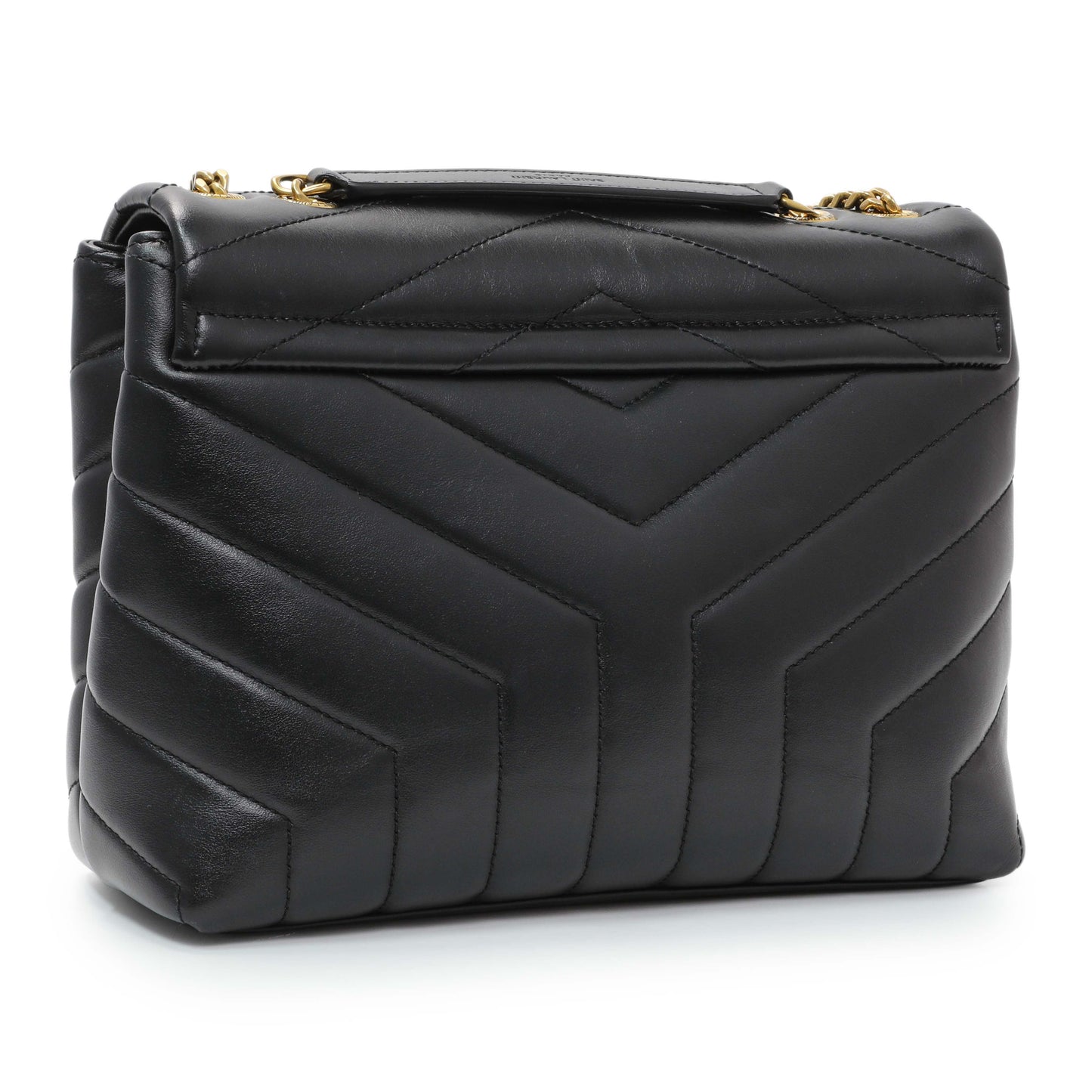 Exclusive Saint Laurent Black Calfskin Loulou Chain Satchel Small — Side View