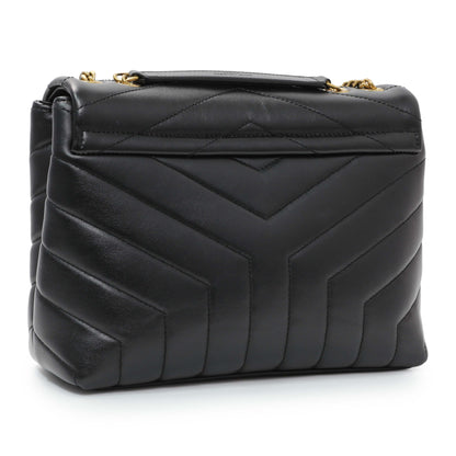Exclusive Saint Laurent Black Calfskin Loulou Chain Satchel Small — Side View