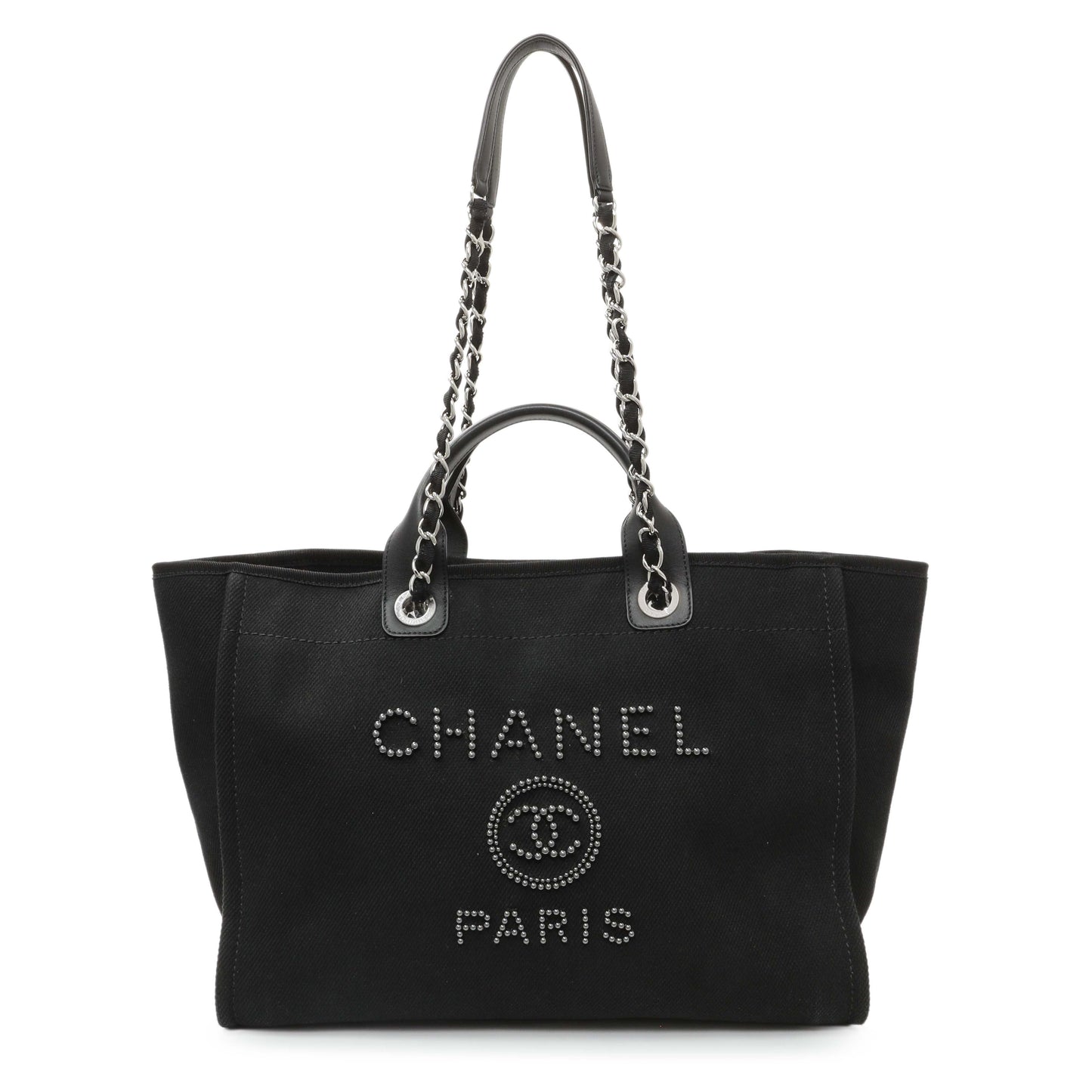 Exclusive Chanel Black Mixed Fibers Medium Deauville — Front View