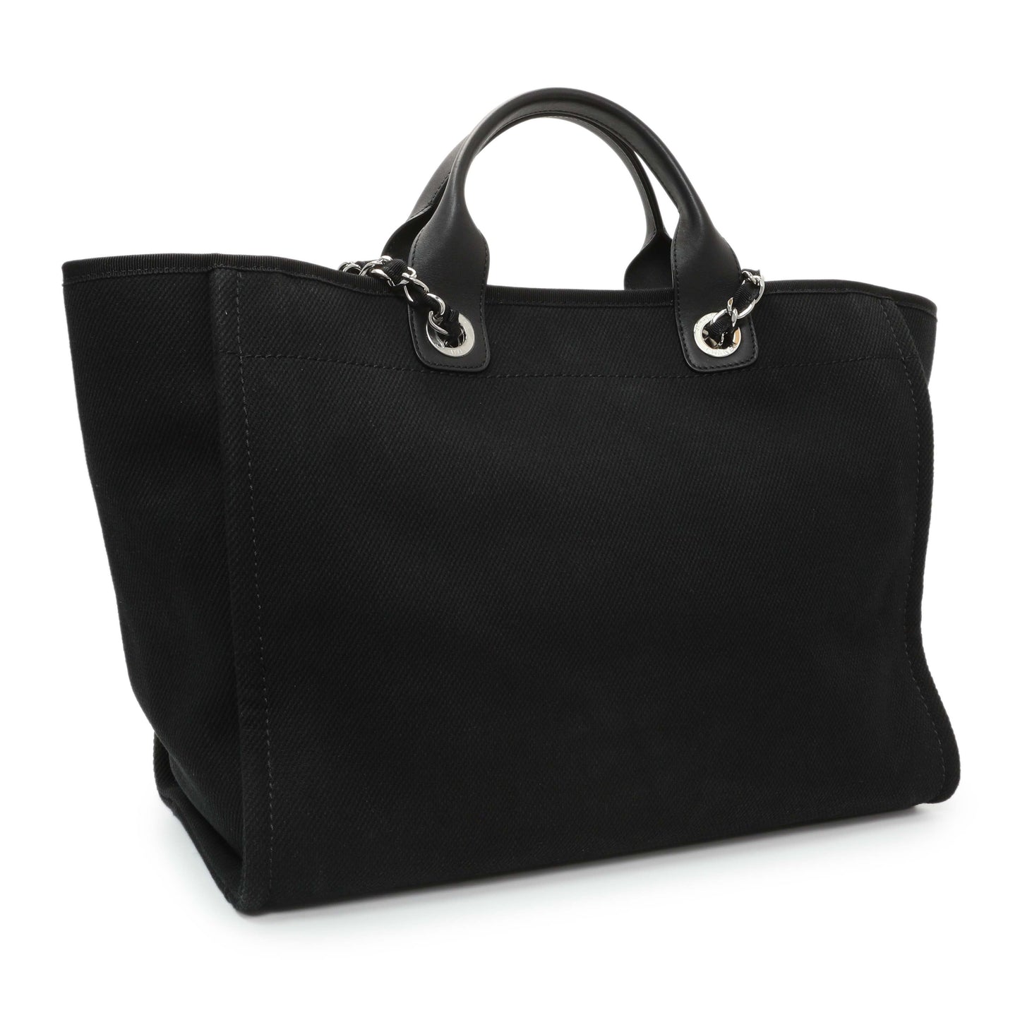 Exclusive Chanel Black Mixed Fibers Medium Deauville — Side View