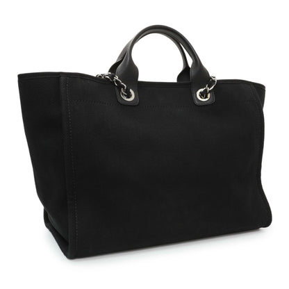 Exclusive Chanel Black Mixed Fibers Medium Deauville — Side View