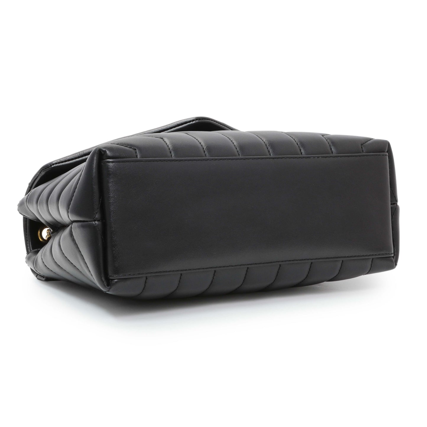 Exclusive Saint Laurent Black Calfskin Loulou Chain Satchel Small — Back View