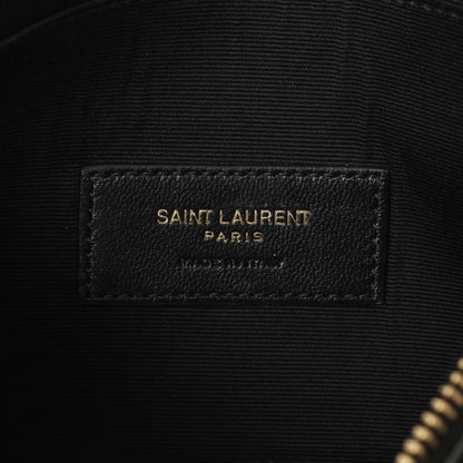 Exclusive Saint Laurent Grain De Poudre Matelasse Chevron Monogram Large Bill Pouch — Detail View