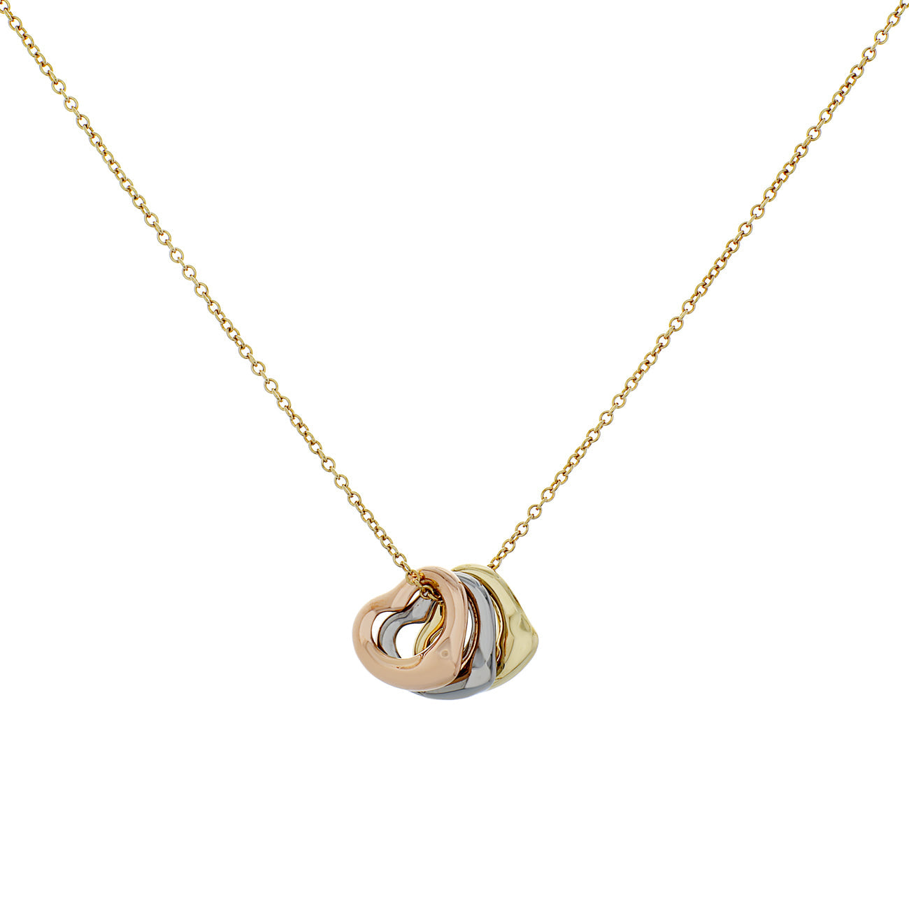 Exclusive Tiffany & Co. 18K Elsa Peretti Open Heart Triple Pendant Necklace — Front View