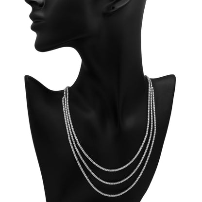 Exclusive 18K White Gold 14.04 Carat Riviere Diamond Necklace — Back View