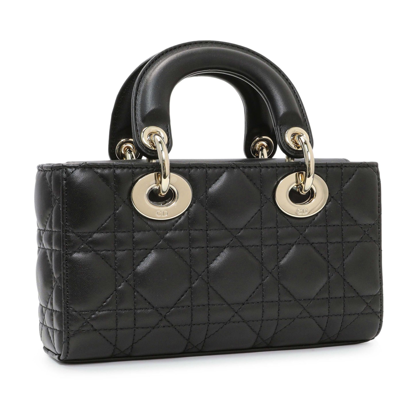 Exclusive Christian Dior Black Cannage Mini Lambskin Lady D-Joy — Side View