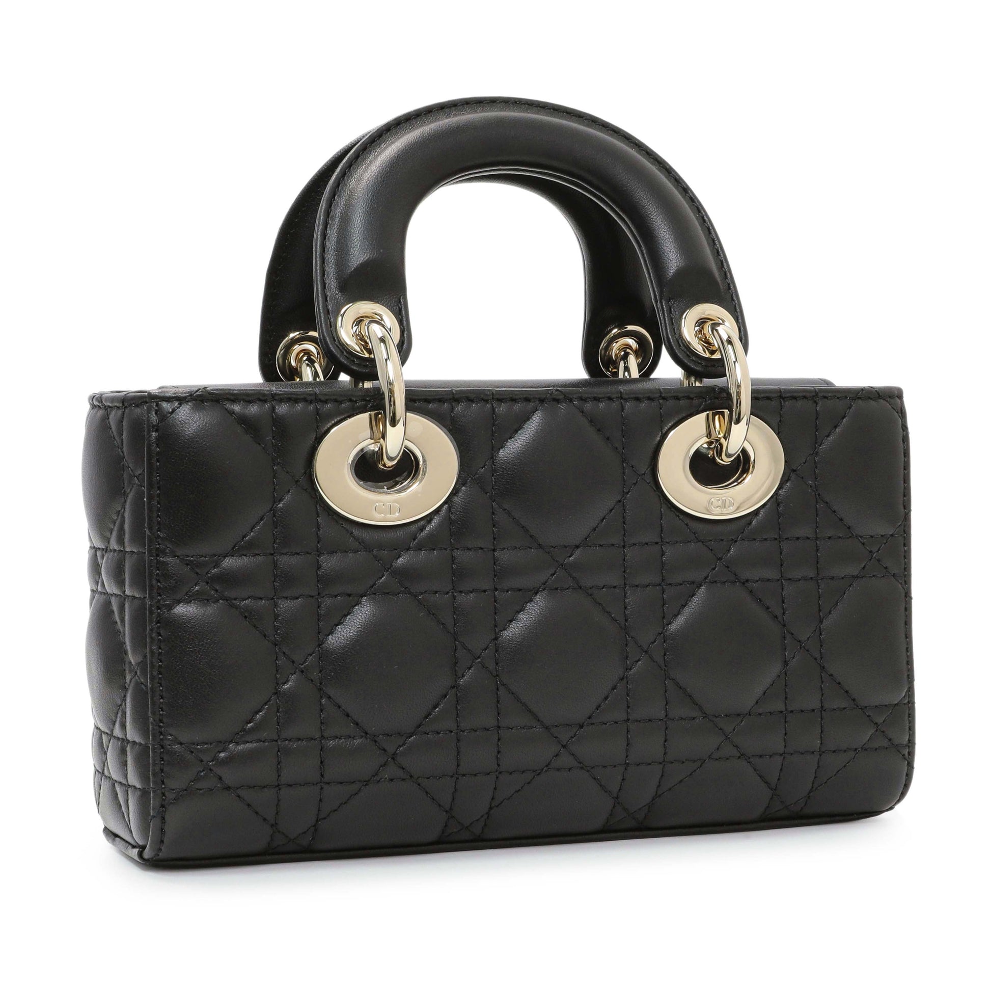 Exclusive Christian Dior Black Cannage Mini Lambskin Lady D-Joy — Side View