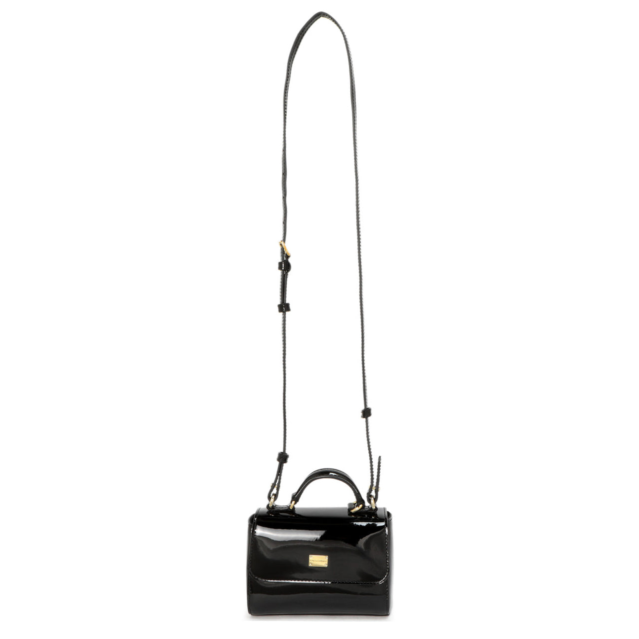 Exclusive Dolce & Gabbana Black Vernice Mini Satchel — Front View