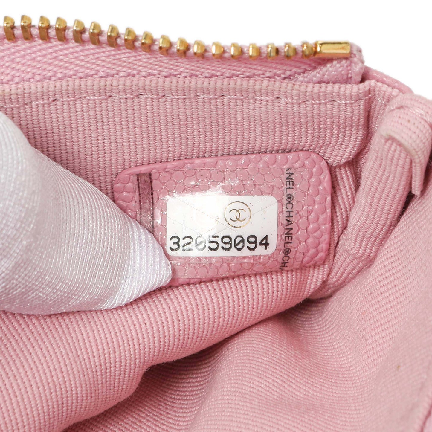 Exclusive Chanel Pink Quilted Caviar Small Cosmetic Case — Lifestyle View