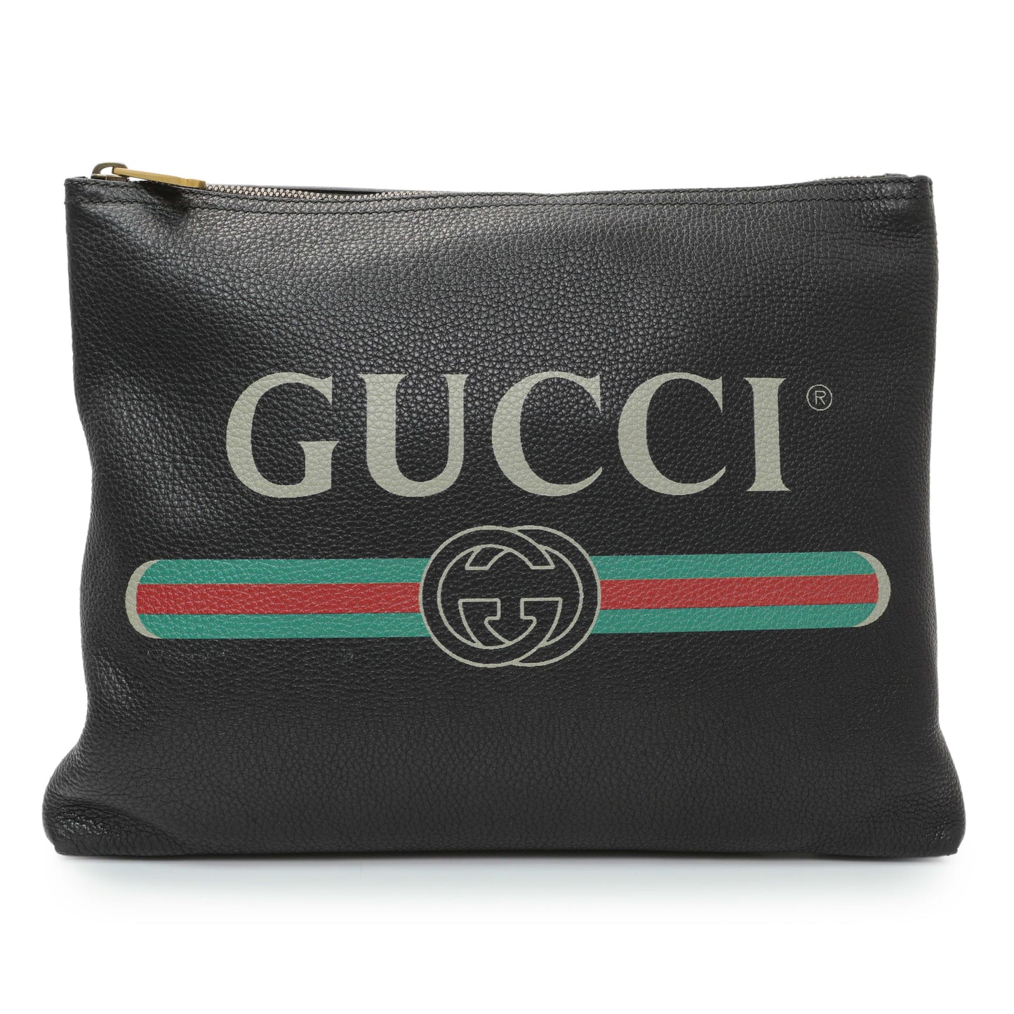 Exclusive Gucci Logo Print Leather Pouch — Front View