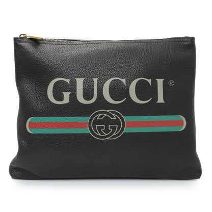 Exclusive Gucci Logo Print Leather Pouch — Front View