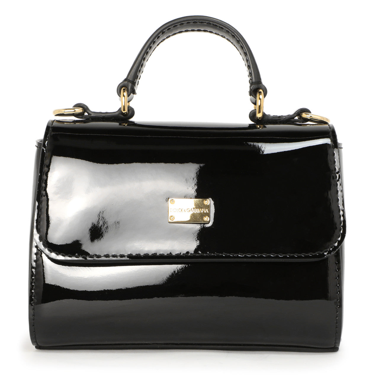 Exclusive Dolce & Gabbana Black Vernice Mini Satchel — Side View