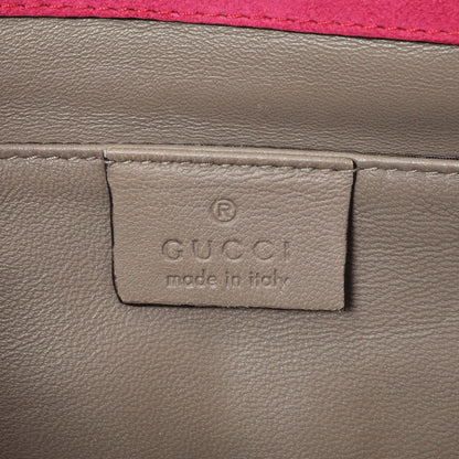 Exclusive Gucci Pink Suede Crystal Interlocking Clutch — Detail View