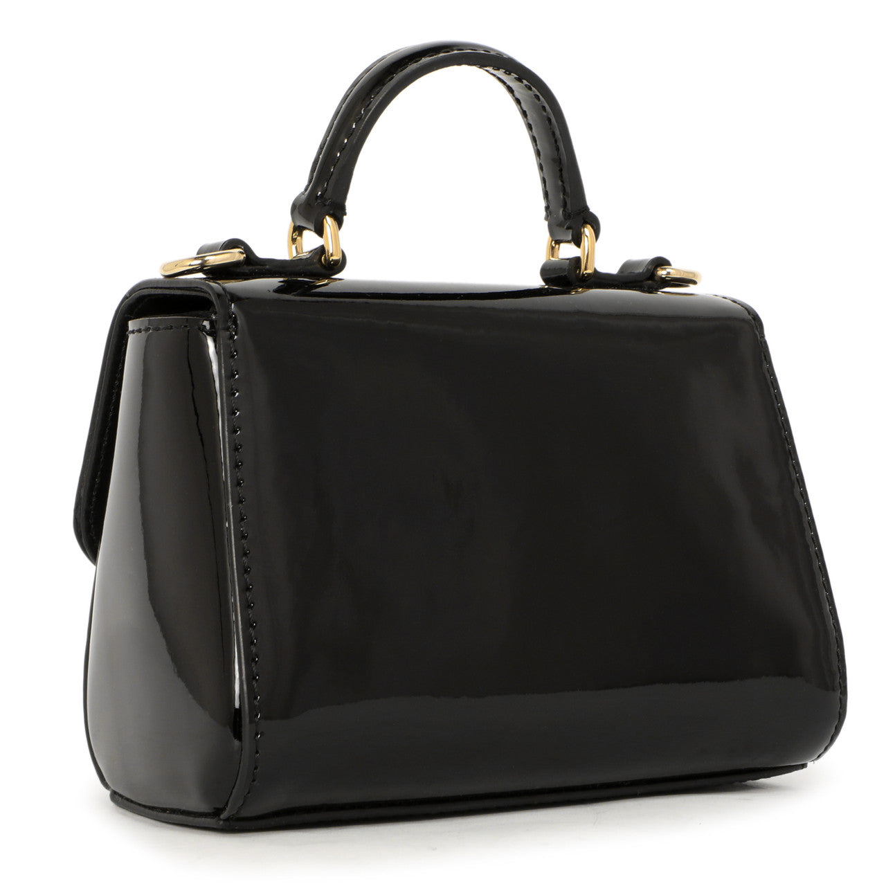 Exclusive Dolce & Gabbana Black Vernice Mini Satchel — Back View