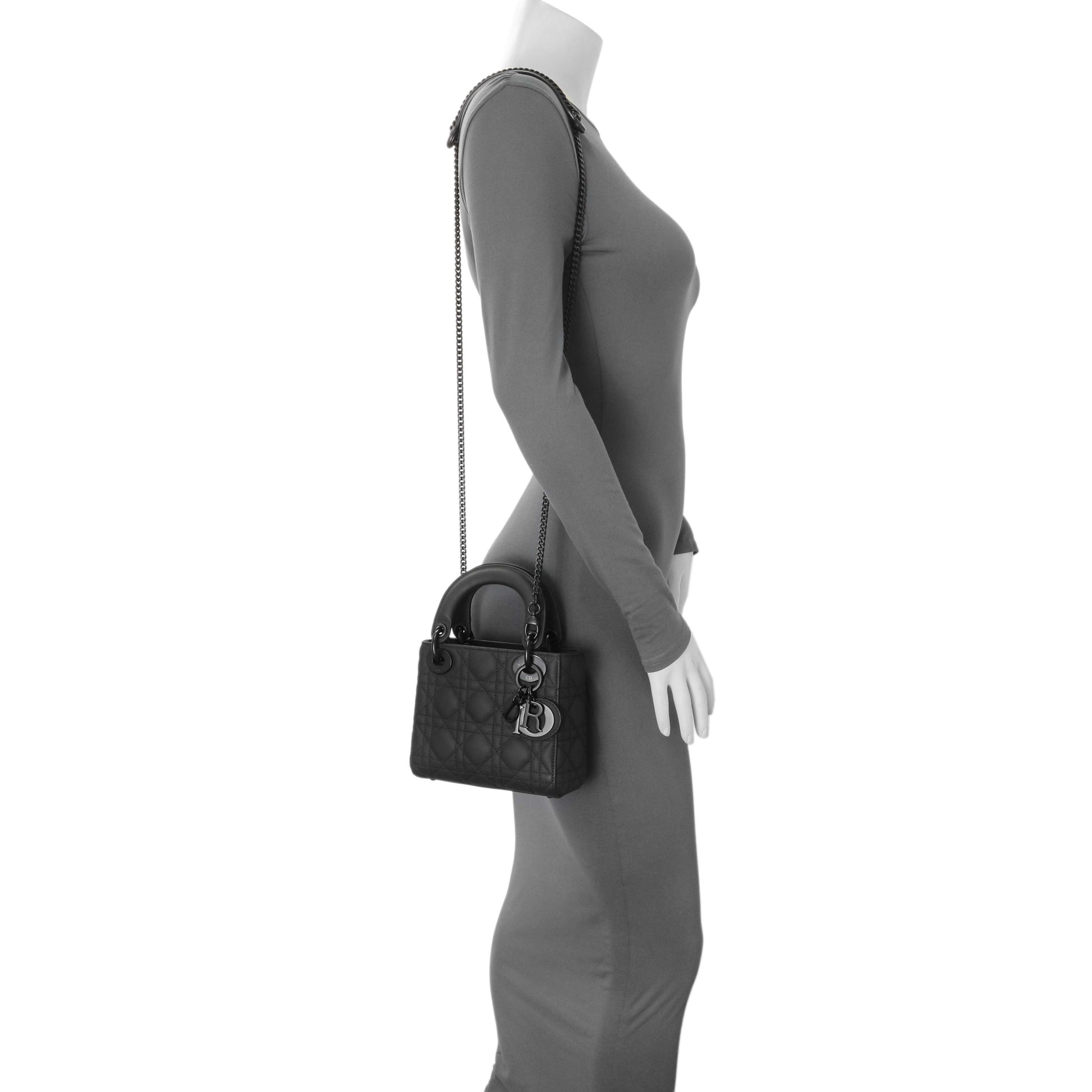 Exclusive Christian Dior Black Ultra Matte Calfskin Cannage Mini Lady Dior — Alternate View 7