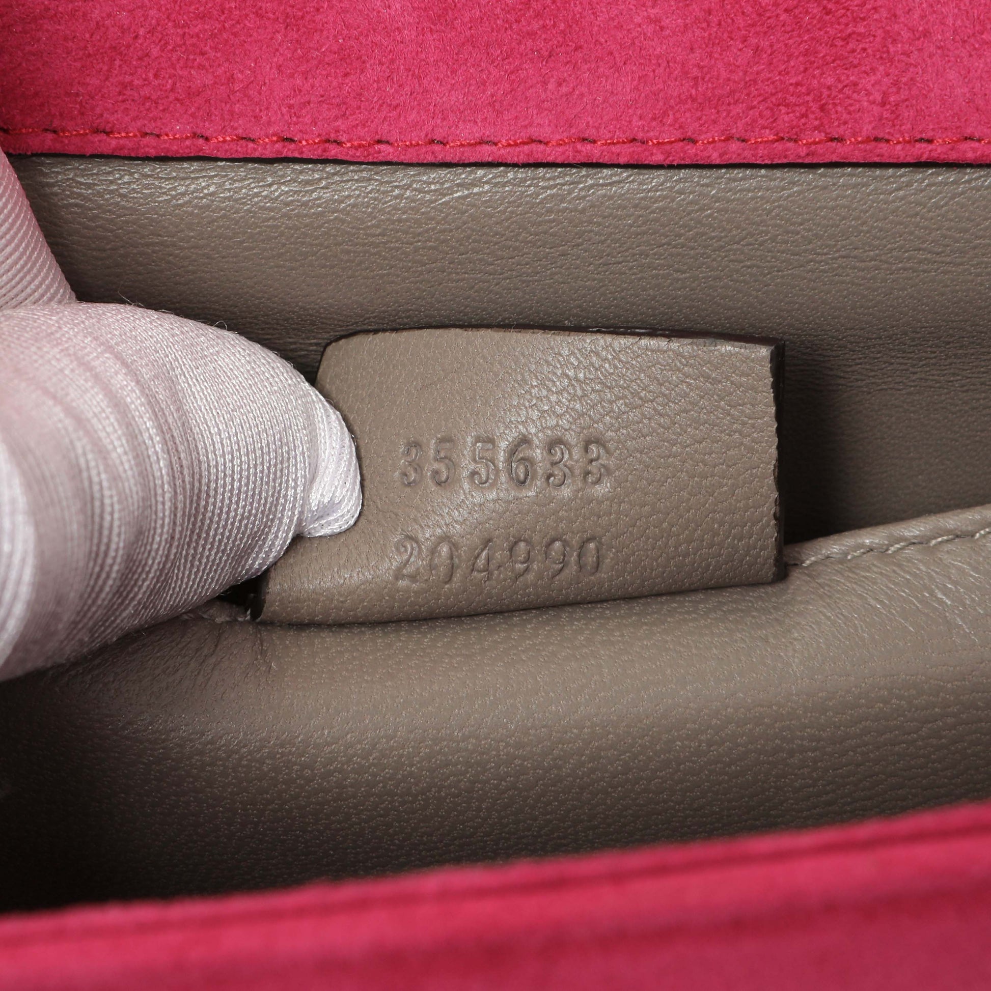 Exclusive Gucci Pink Suede Crystal Interlocking Clutch — Lifestyle View