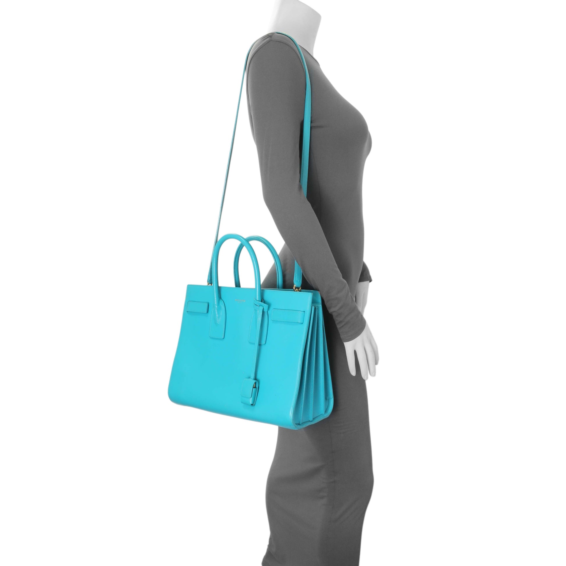 Exclusive Saint Laurent Blue Calfskin Small Sac De Jour — Alternate View 14