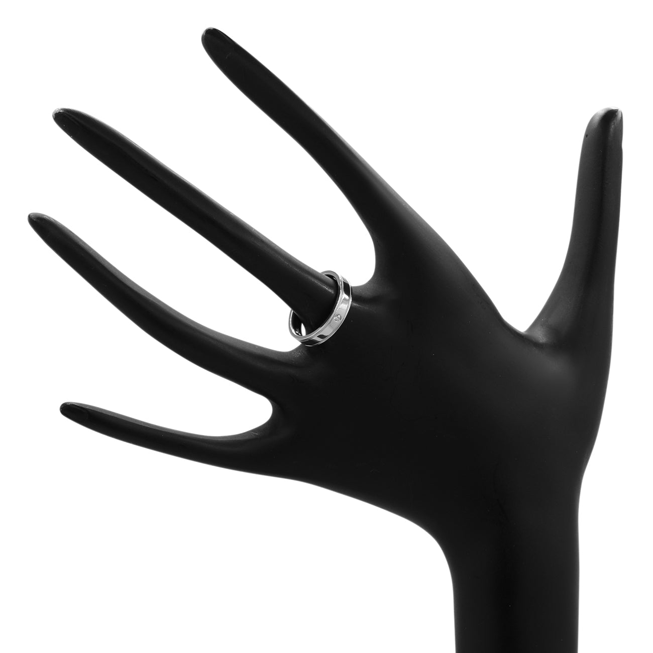 Exclusive Tiffany & Co. Platinum Diamond Double Milgrain Band Ring — Back View