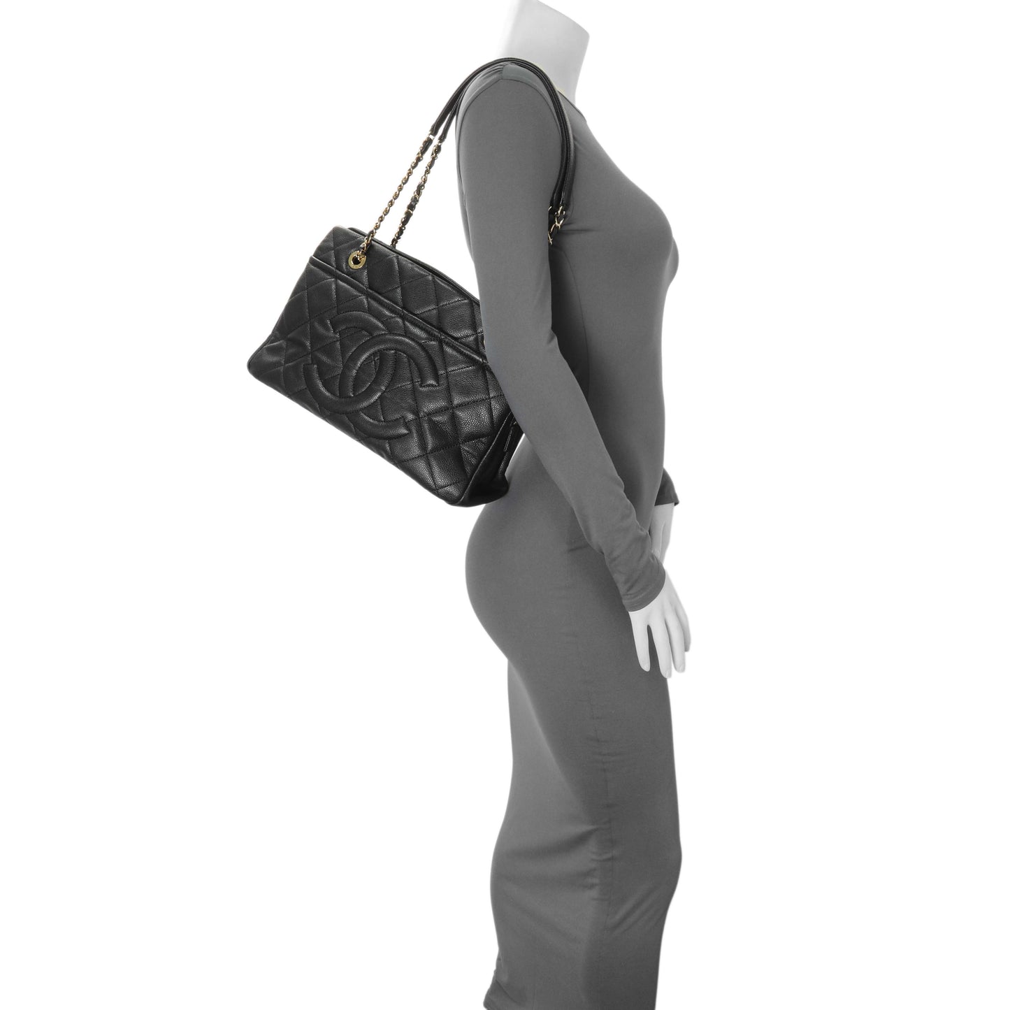 Exclusive Chanel Black Caviar Quilted Timeless CC Soft Tote — Alternate View 11
