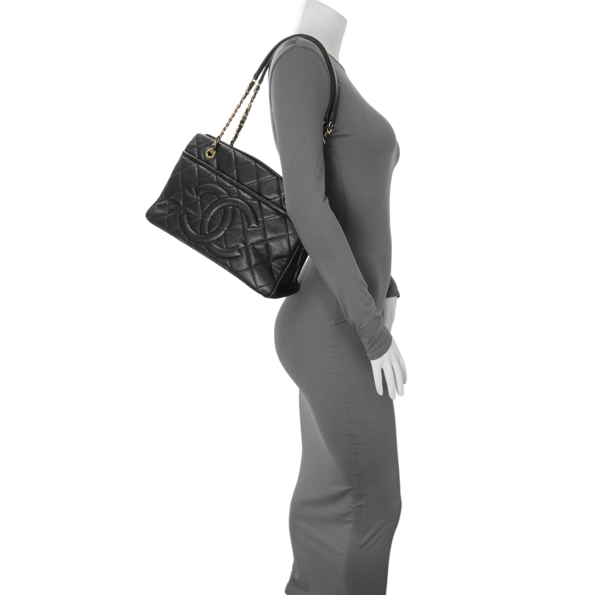Exclusive Chanel Black Caviar Quilted Timeless CC Soft Tote — Alternate View 11