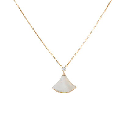 Exclusive Bulgari 18K Rose Gold Mother of Pearl Diamond Divas’ Dream Necklace — Front View