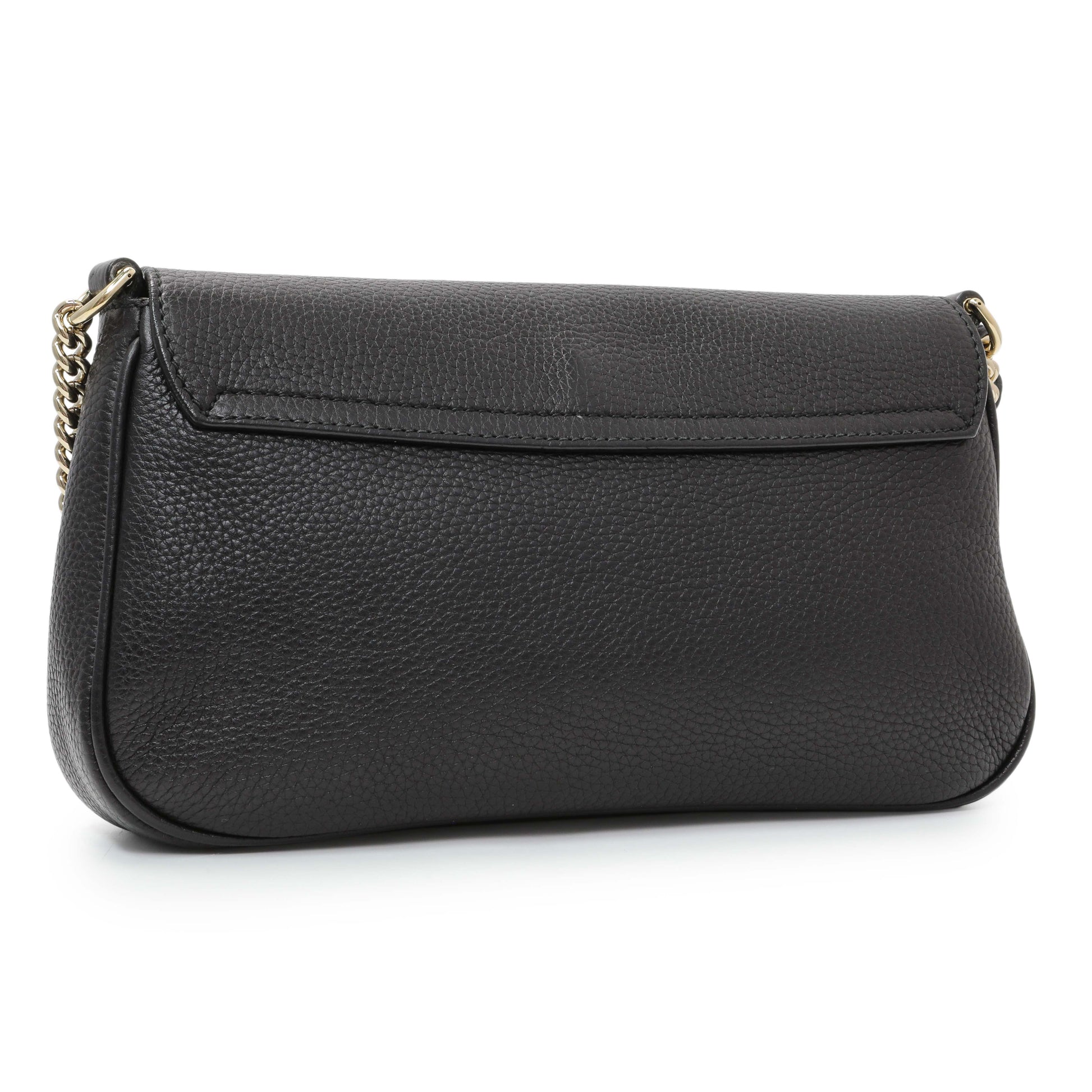 Exclusive Gucci Black Pebbled Calfskin Medium Soho Flap Crossbody — Side View