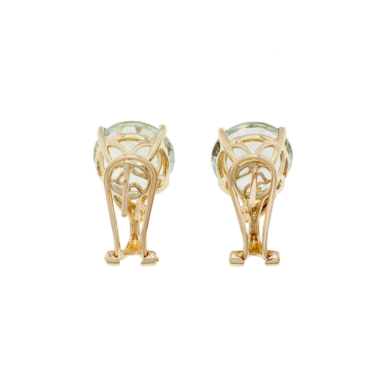 Exclusive 14K Yellow Gold 11.86 Carat Green Amethyst Earrings — Side View