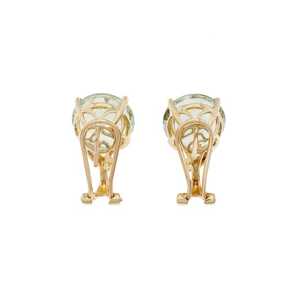 Exclusive 14K Yellow Gold 11.86 Carat Green Amethyst Earrings — Side View
