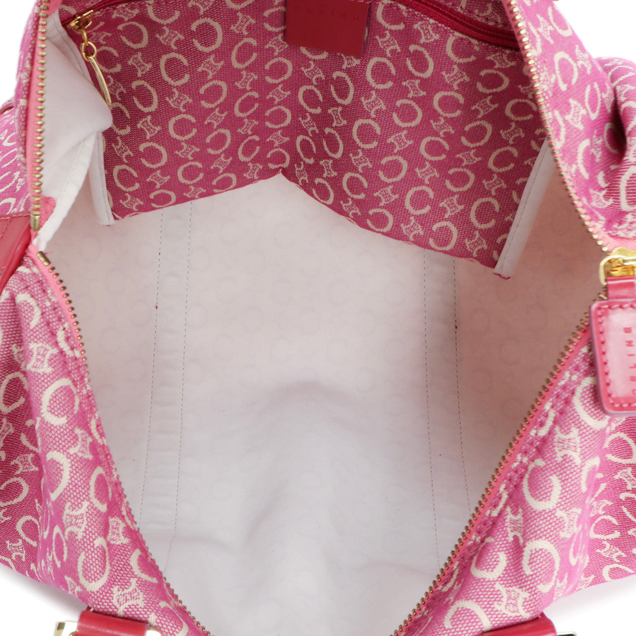Exclusive Celine Pink Denim Macadam Boston Bag — Top View