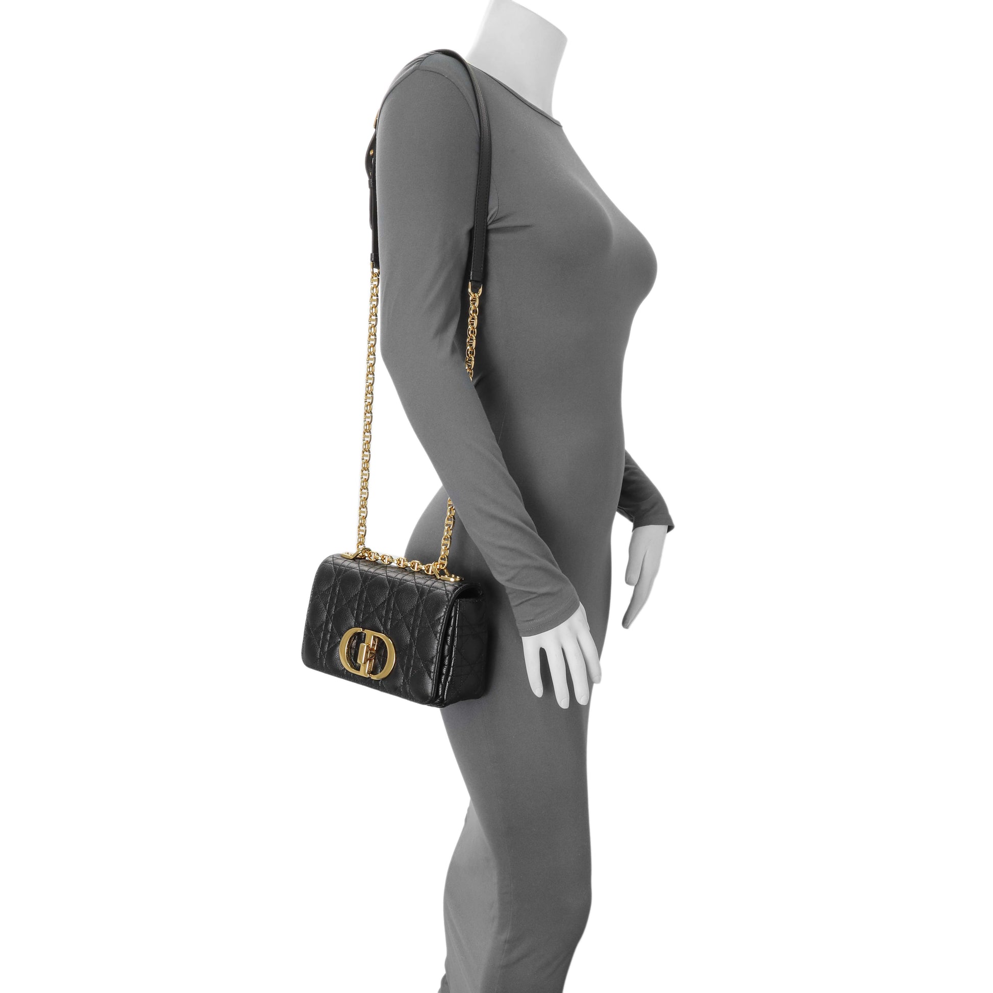 Exclusive Christian Dior Black Cannage Calfskin Small Caro Bag — Alternate View 7