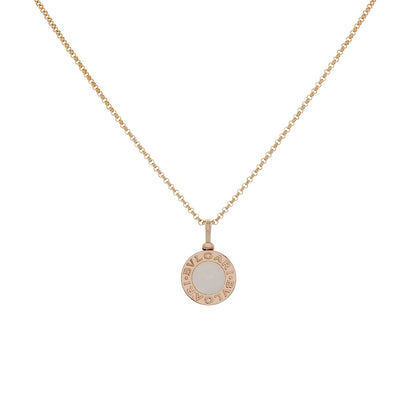 Exclusive Bulgari 18K Rose Gold Mother of Pearl Bvlgari Bvlgari Pendant Necklace — Front View