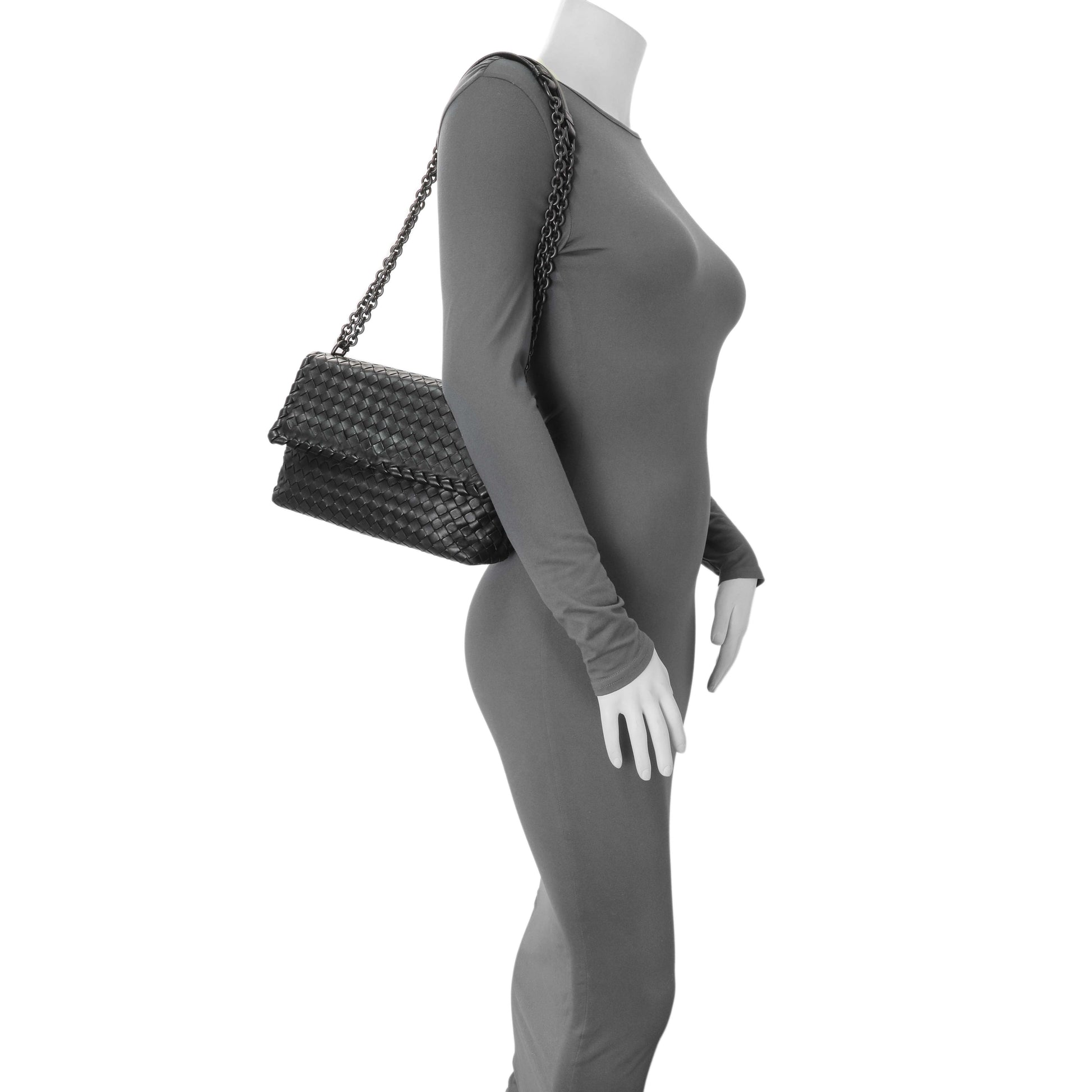 Exclusive Bottega Veneta Black Nappa Intrecciato Small Olimpia Shoulder Bag — Alternate View 8
