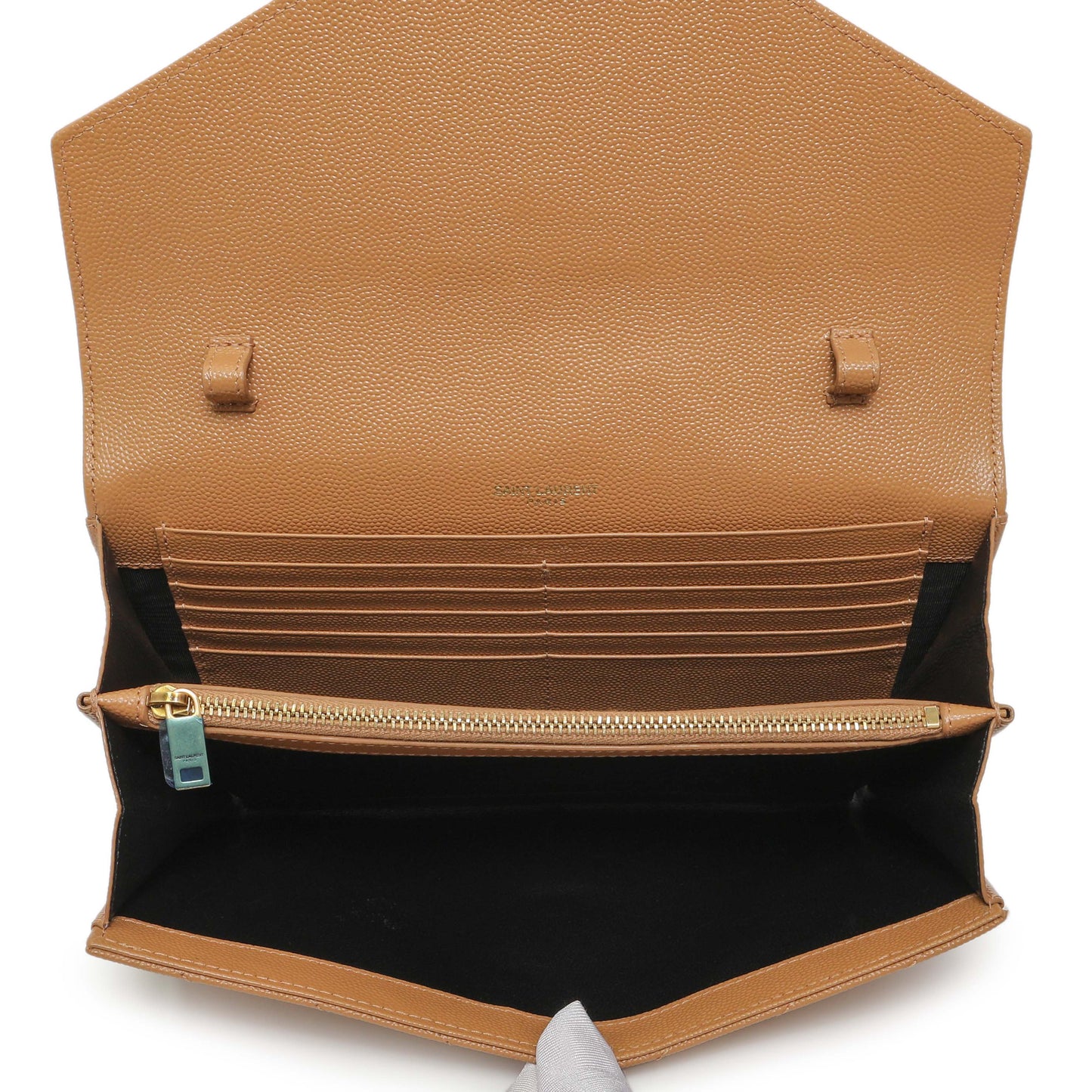 Exclusive Saint Laurent Dune Grain De Poudre Matelasse Chevron Monogram Chain Wallet — Top View