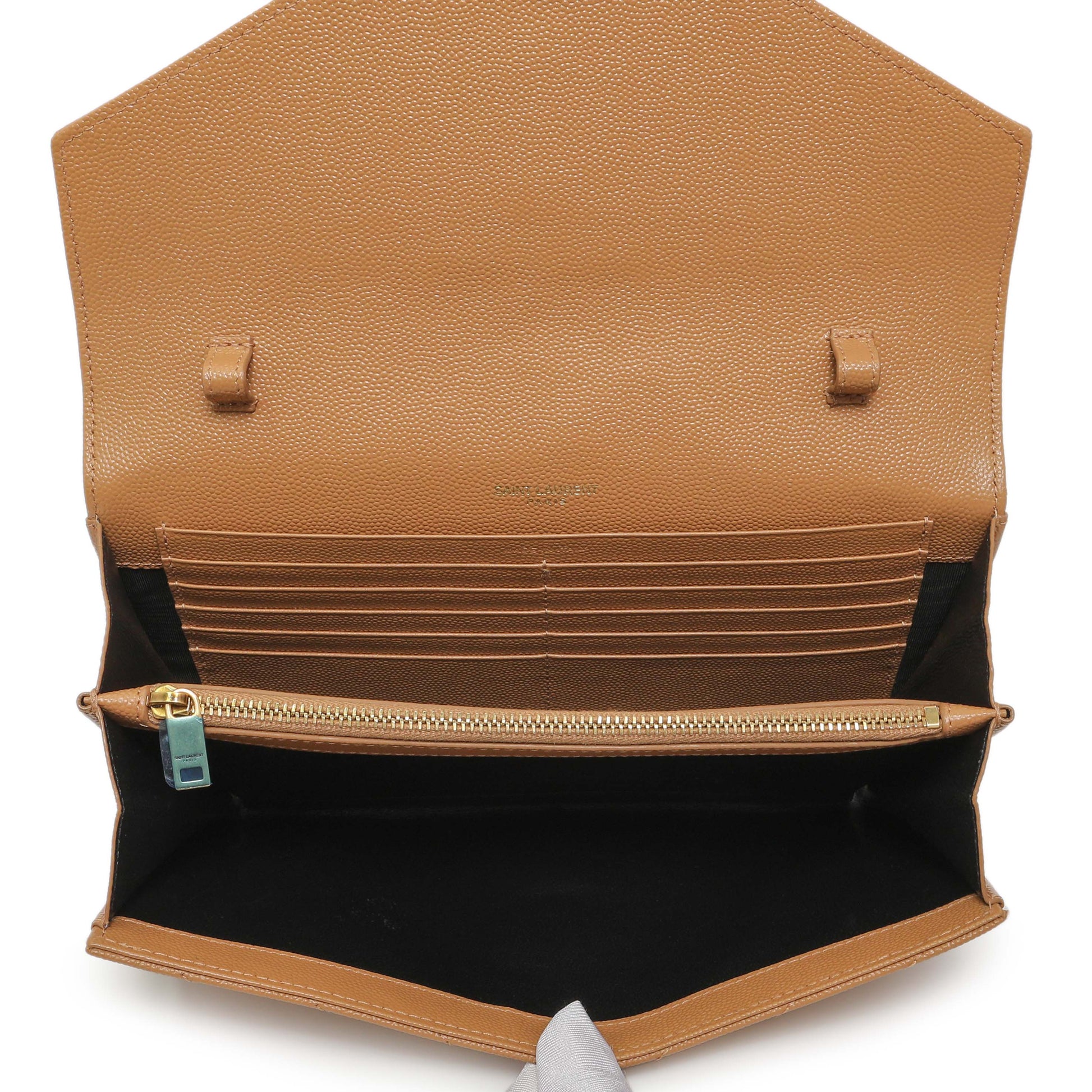 Exclusive Saint Laurent Dune Grain De Poudre Matelasse Chevron Monogram Chain Wallet — Top View
