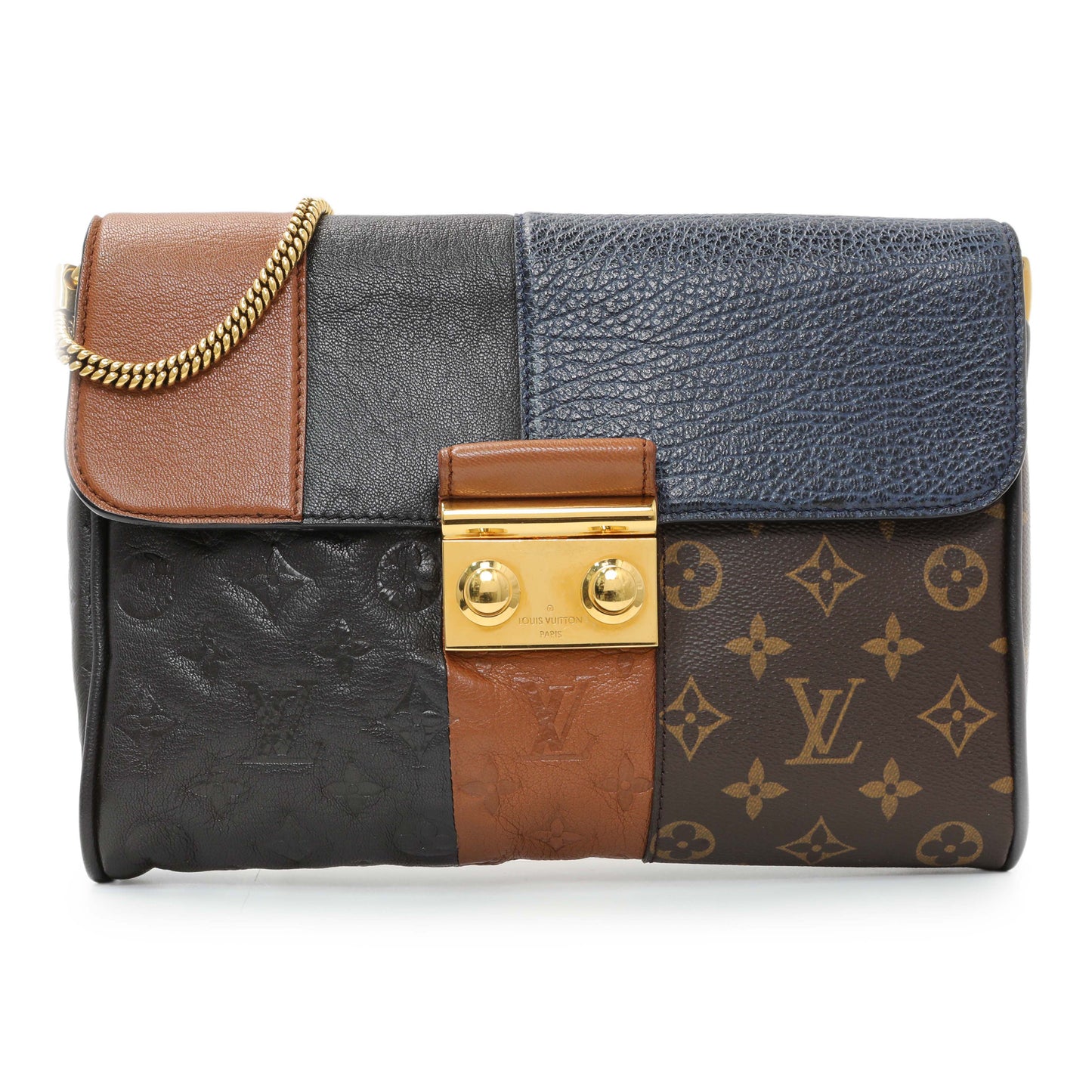 Exclusive Louis Vuitton Marine Monogram Blocks Pochette Plate Clutch — Front View