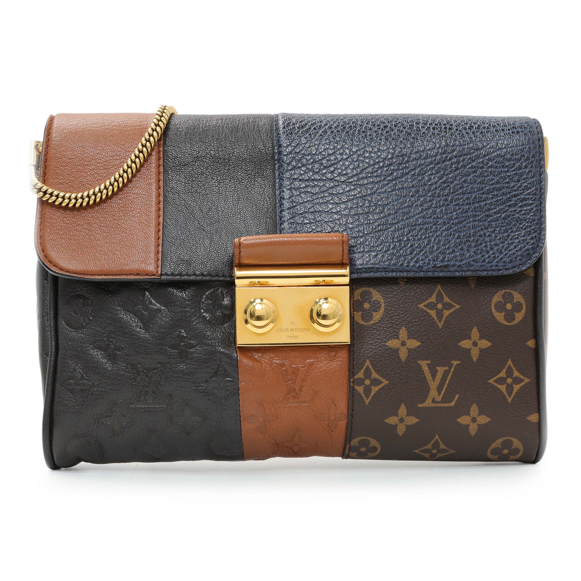 Exclusive Louis Vuitton Marine Monogram Blocks Pochette Plate Clutch — Front View