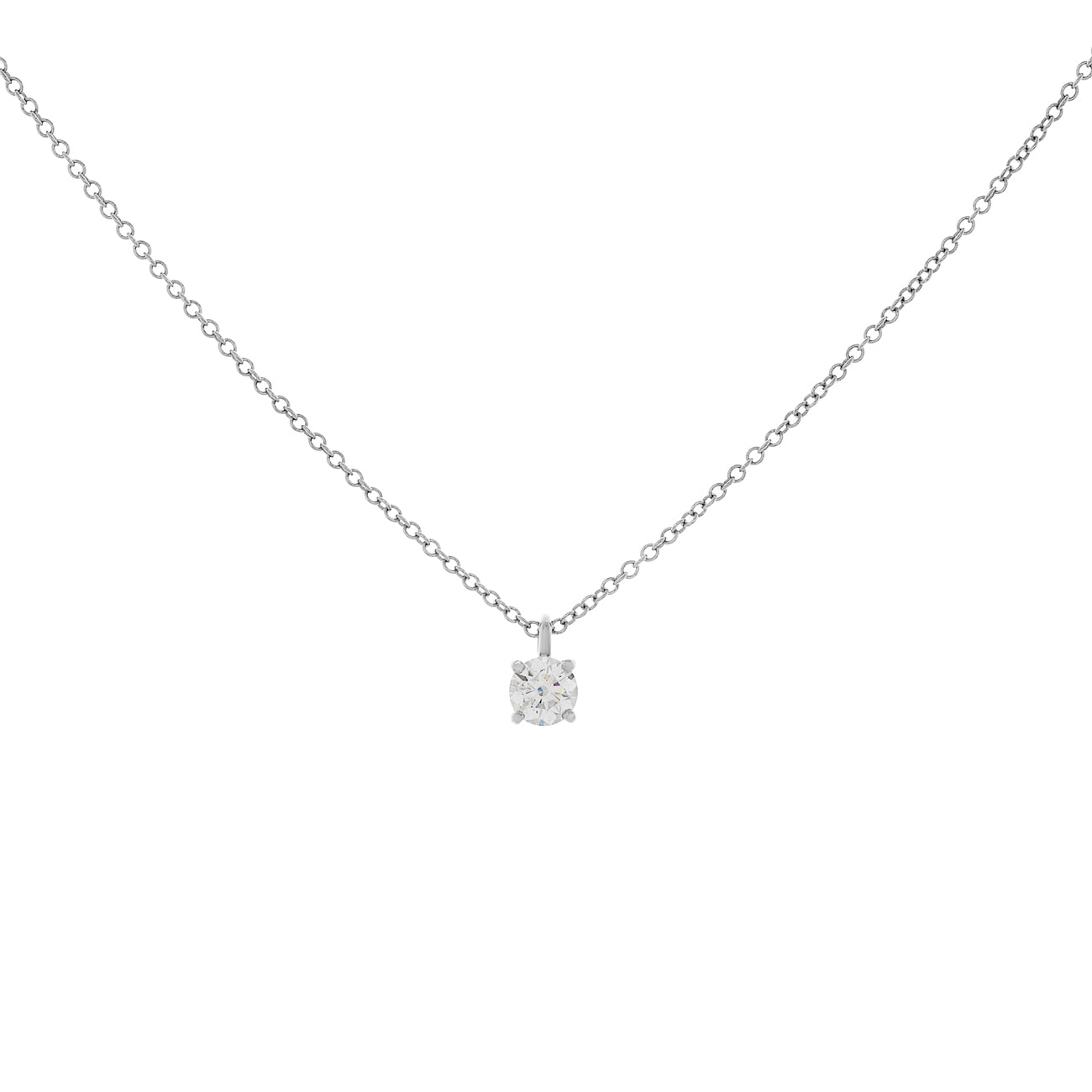 Exclusive Tiffany & Co. Platinum Solitaire Diamond Pendant — Front View