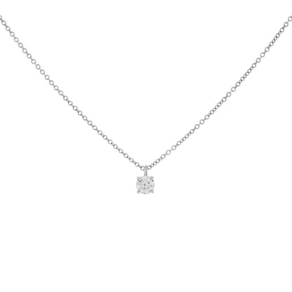 Exclusive Tiffany & Co. Platinum Solitaire Diamond Pendant — Front View