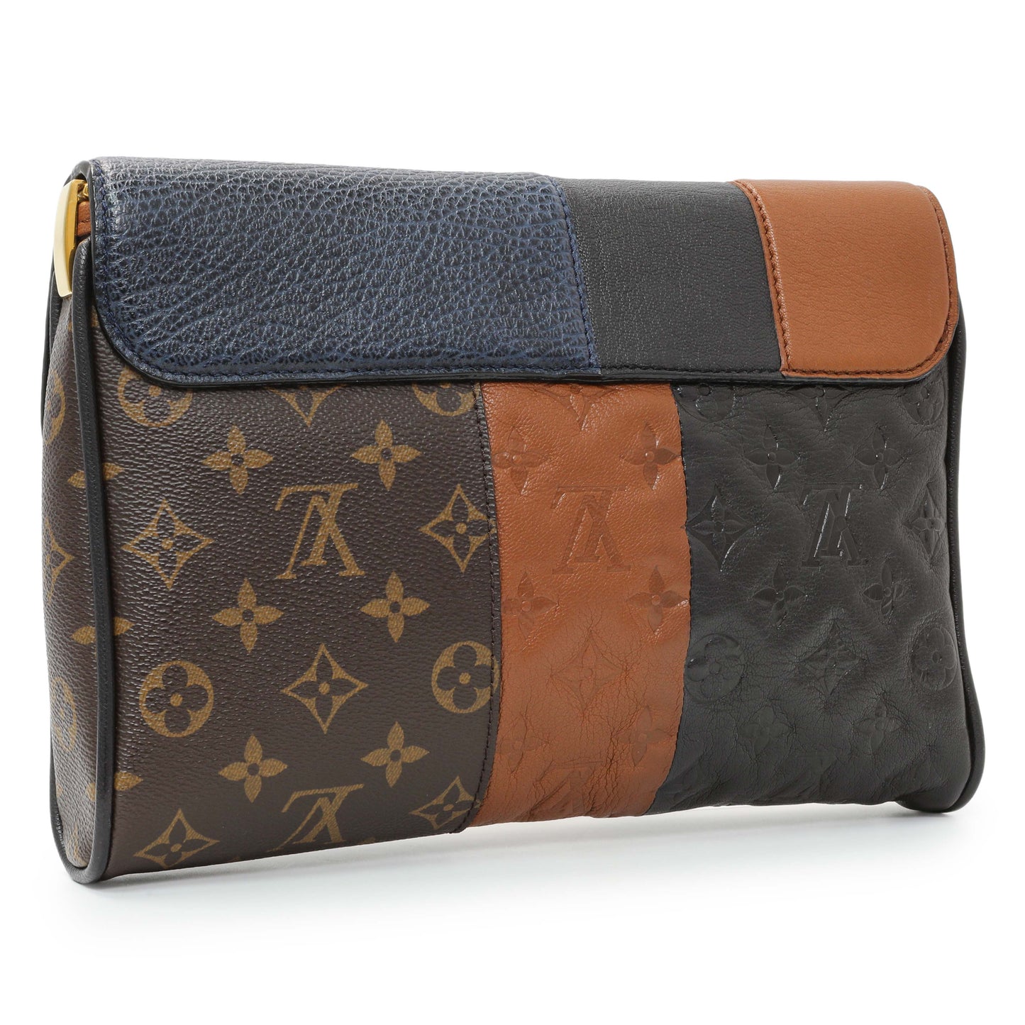 Exclusive Louis Vuitton Marine Monogram Blocks Pochette Plate Clutch — Side View