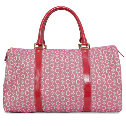 Exclusive Celine Pink Denim Macadam Boston Bag — Front View