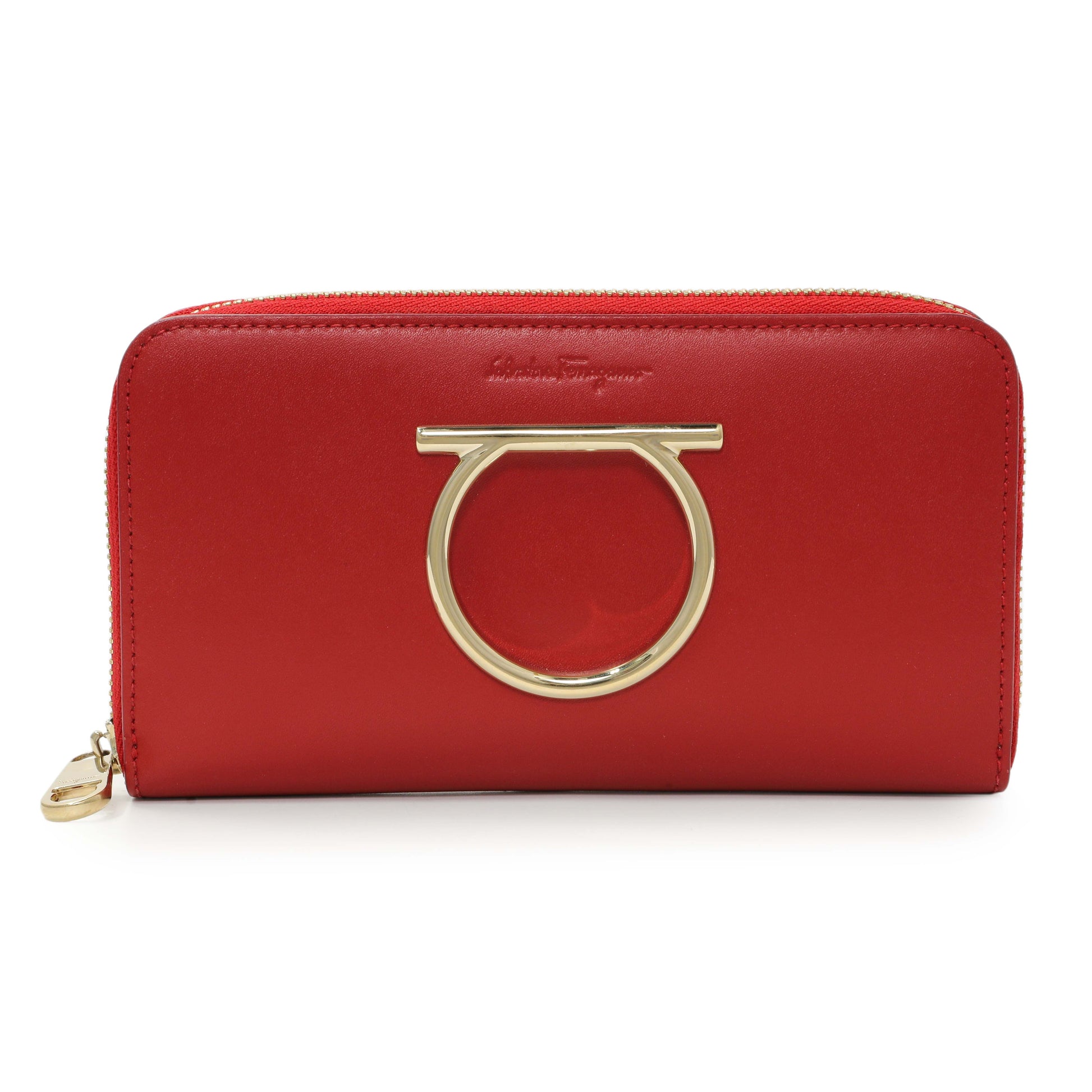 Exclusive Salvatore Ferragamo Red Calfskin Continental Wallet — Front View