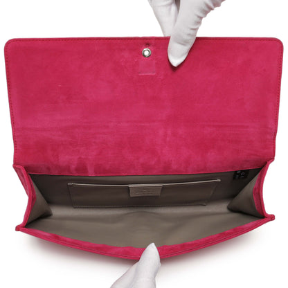 Exclusive Gucci Pink Suede Crystal Interlocking Clutch — Top View