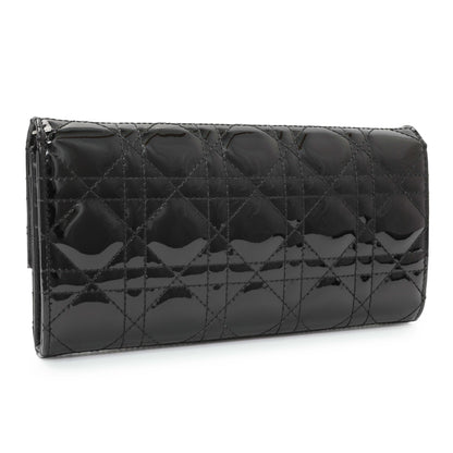 Exclusive Christian Dior Black Patent Cannage Lady Dior Rendezvous Wallet On Chain — Side View