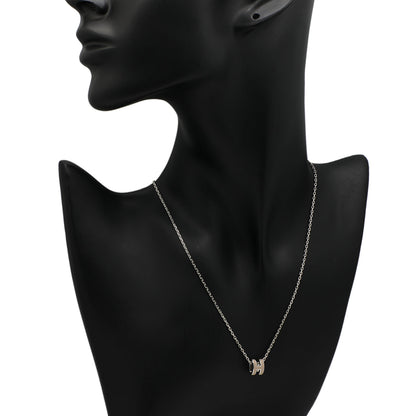 Exclusive Hermes Palladium Marron Glace Mini Pop H Pendant Necklace — Back View