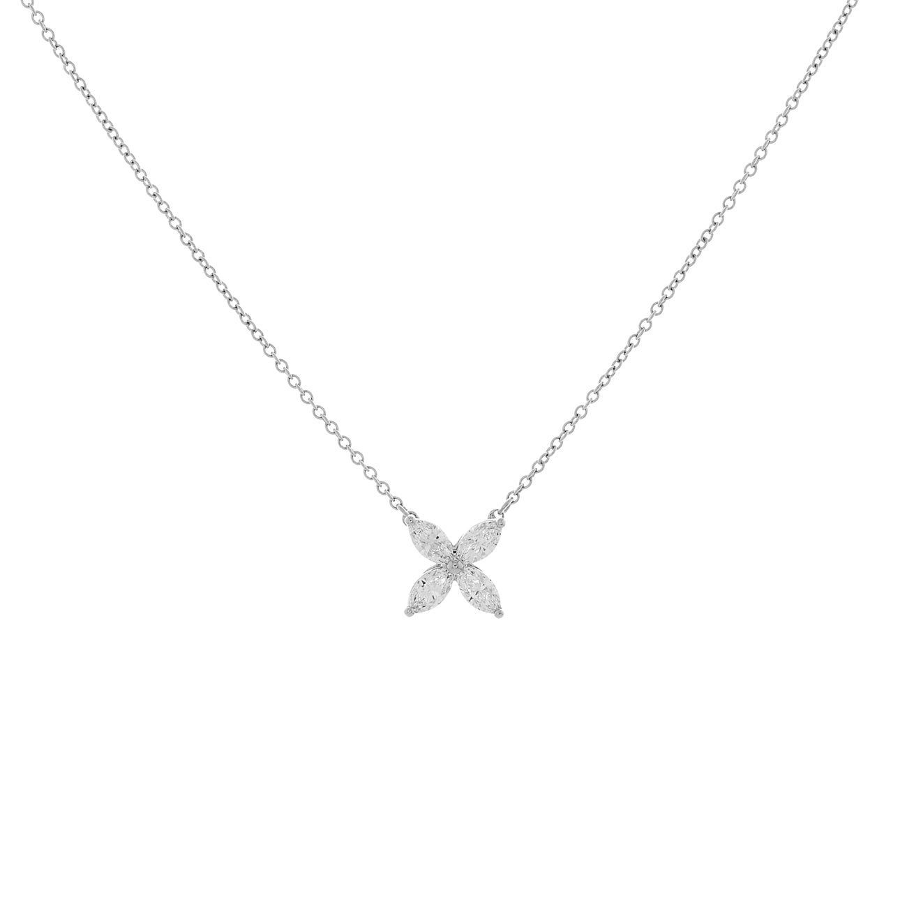 Exclusive Tiffany & Co. Platinum 0.46 Carat Medium Victoria Pendant Necklace — Front View