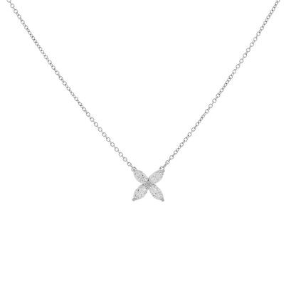 Exclusive Tiffany & Co. Platinum 0.46 Carat Medium Victoria Pendant Necklace — Front View