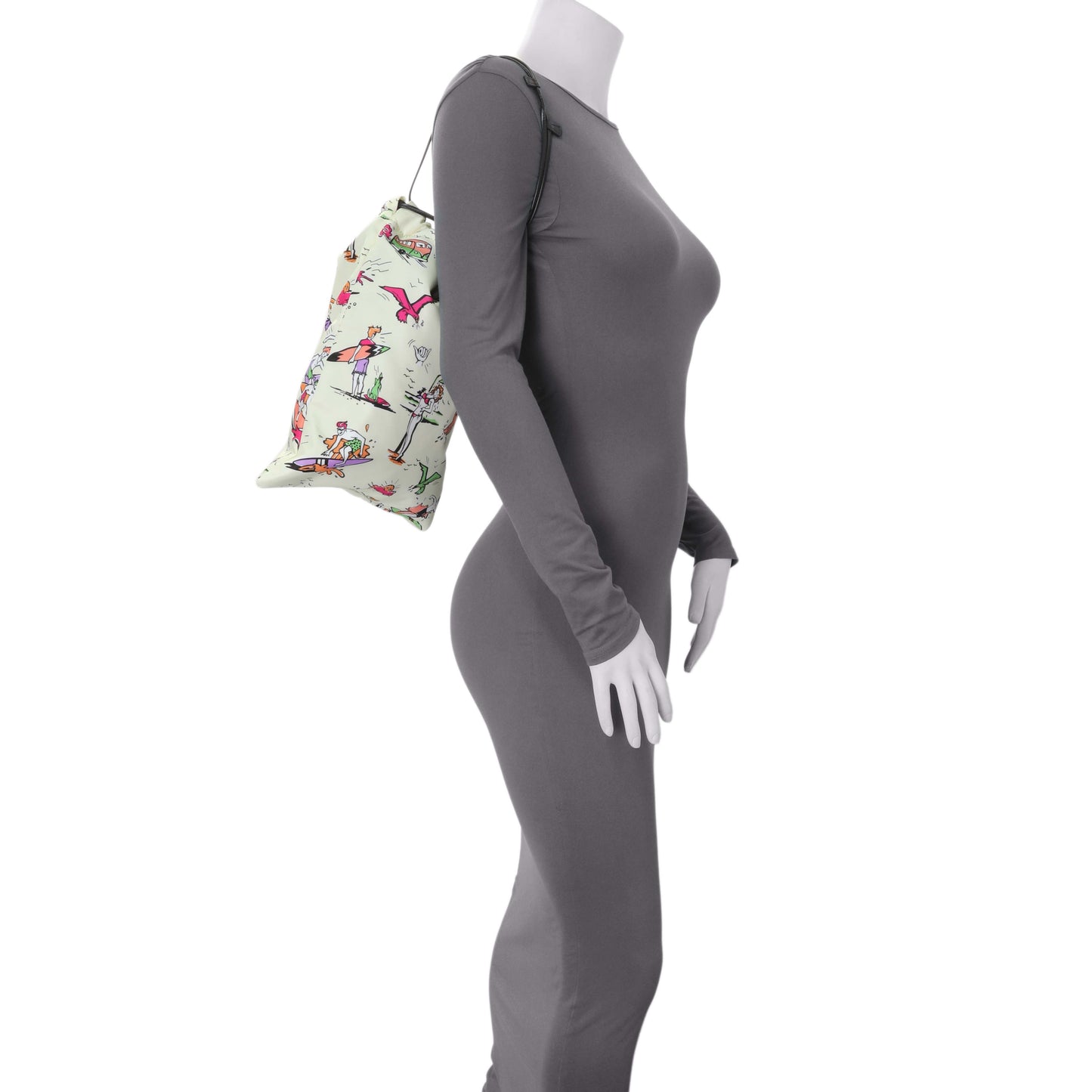 Exclusive Prada Re Nylon Surf Print Wish Drawstring Pouch — Lifestyle View