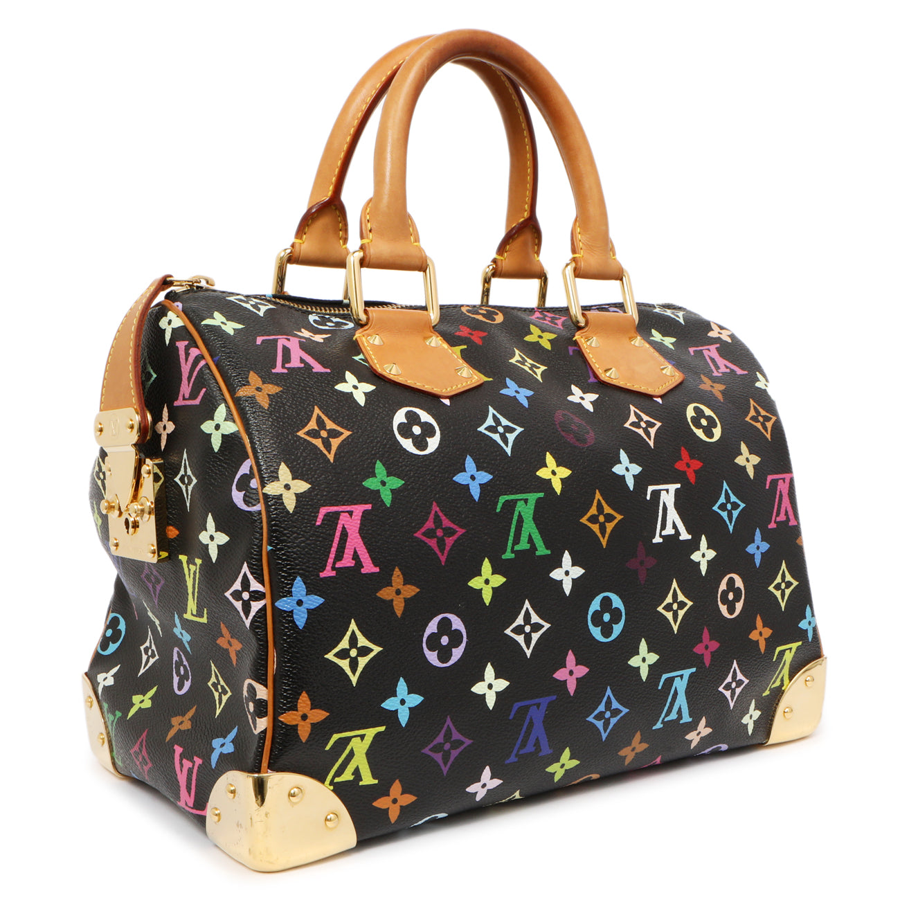 Exclusive Louis Vuitton Black Monogram Multicolor Speedy 30 — Side View