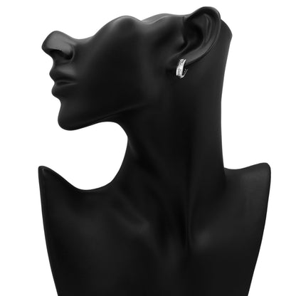 Exclusive 14K White Gold Diamond Cut Earrings — Back View