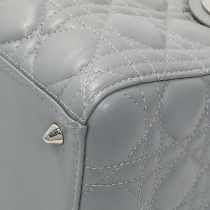 Exclusive Christian Dior Grey Lambskin Cannage Medium Lady Dior — Detail View